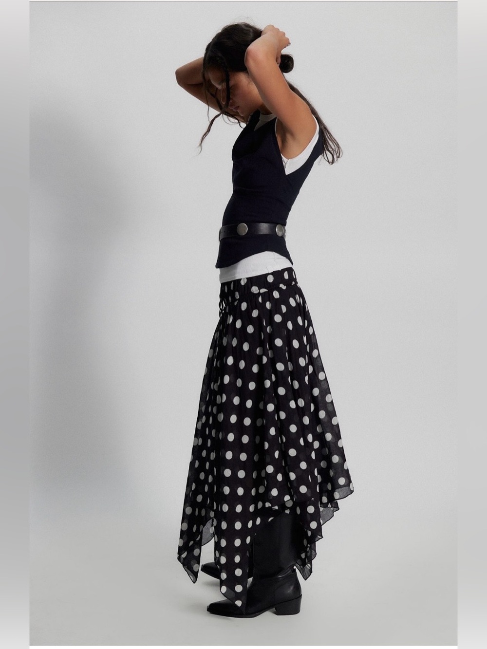 Free People Kaia Polka Dot Asymmetrical Night Combo Dots